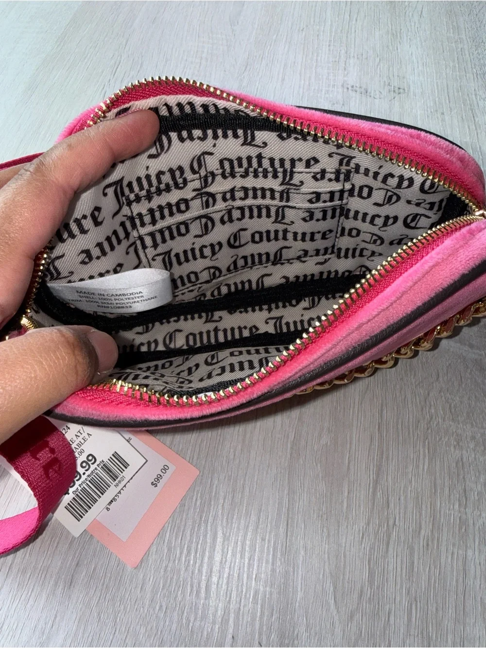 Juicy Couture Pink Velvet Crossbody Bag and Wallet set - Picture 5 of 7